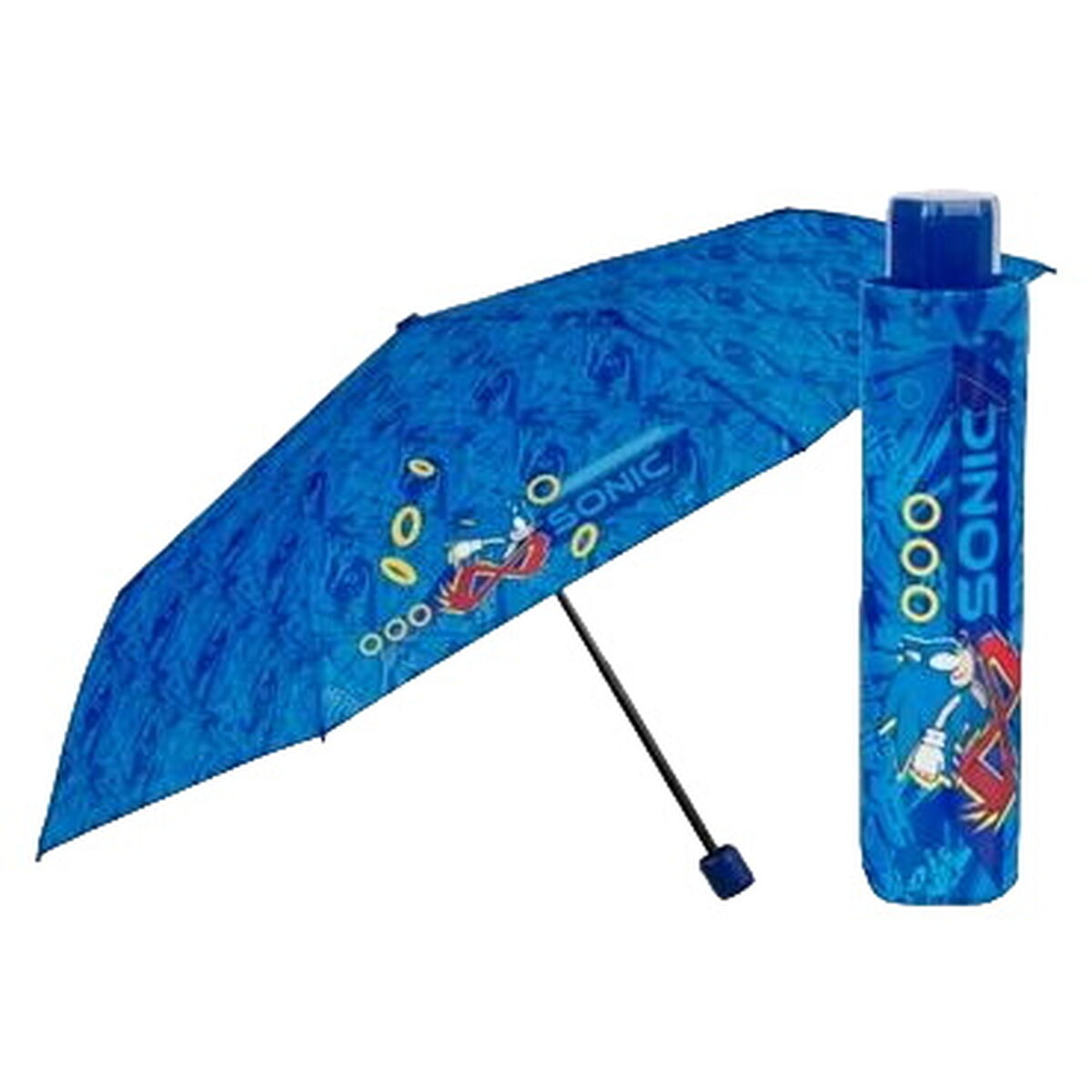 Foldable Umbrella Sonic Perletti Blue Ø 91 cm Children's-0